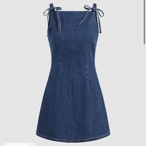NWT STRETCH DENIM SOLID ZIPPER KNOTTED MINI DRESS
